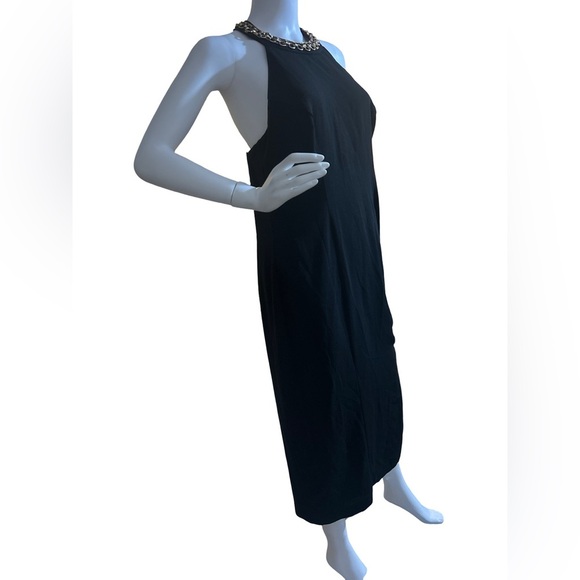 CDC Black Halter  collar made of interlocking gold rings with small clear stones - Picture 6 of 10